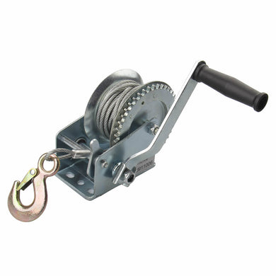 Hand Winch 1200lbs - 10m (32ft) of 4mm steel cable with hook